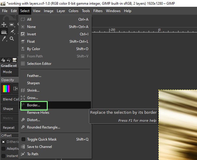 camadas e filtros no GIMP