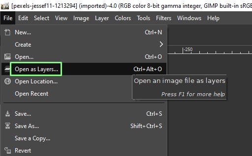 camadas e filtros no GIMP