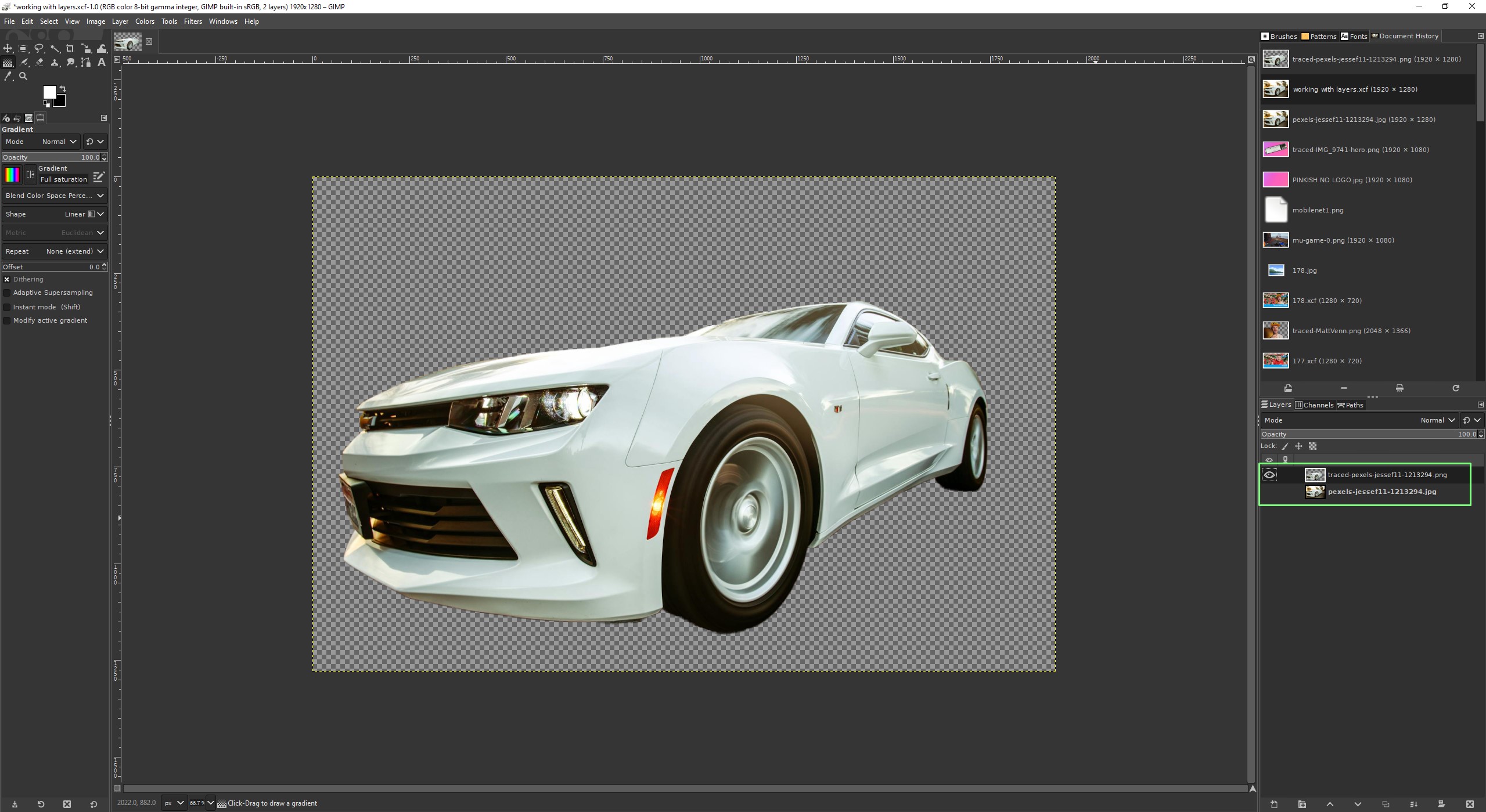 camadas e filtros no GIMP