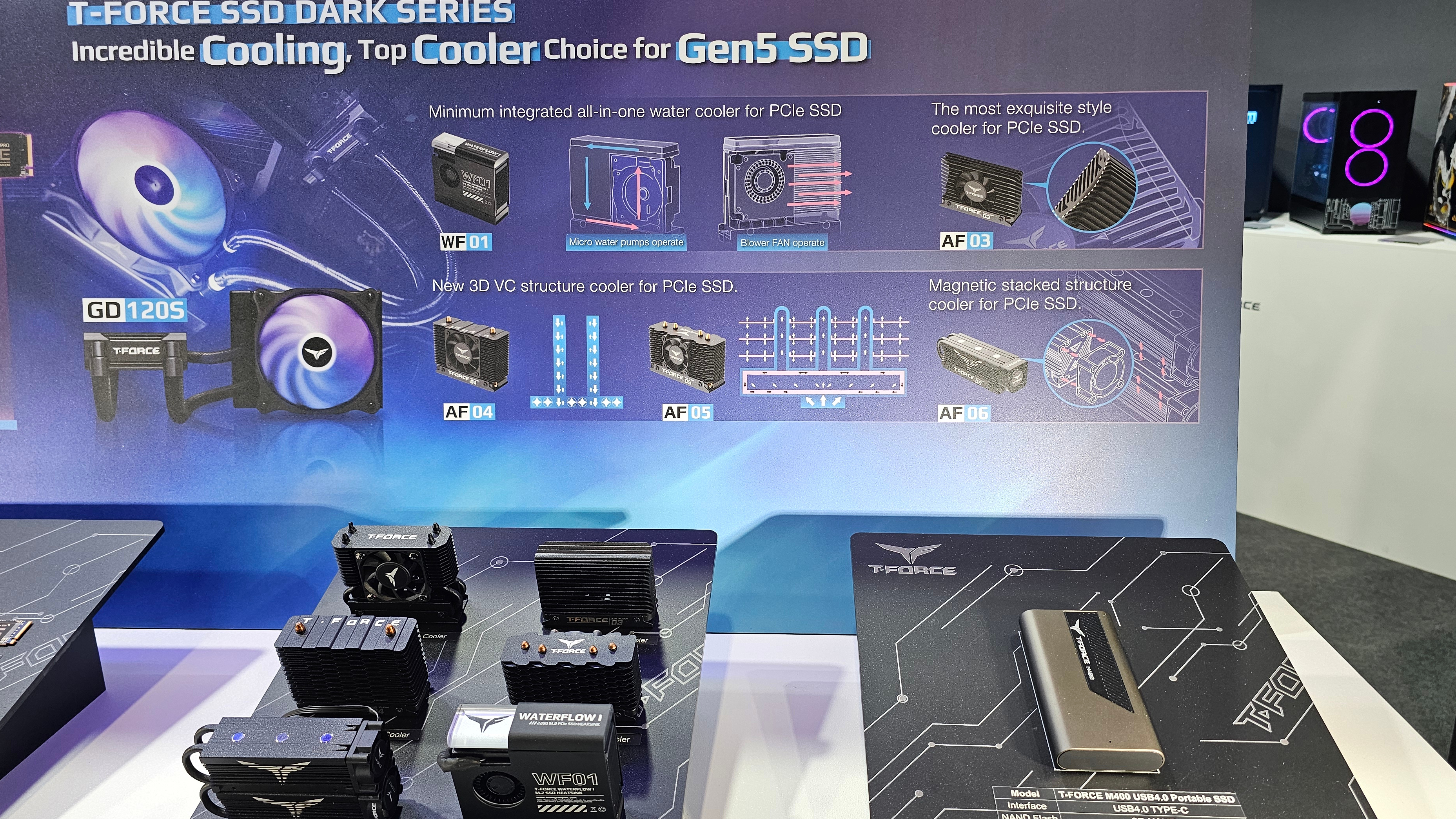 Conceitos de novos coolers para SSD da TeamGroup e arte correspondente