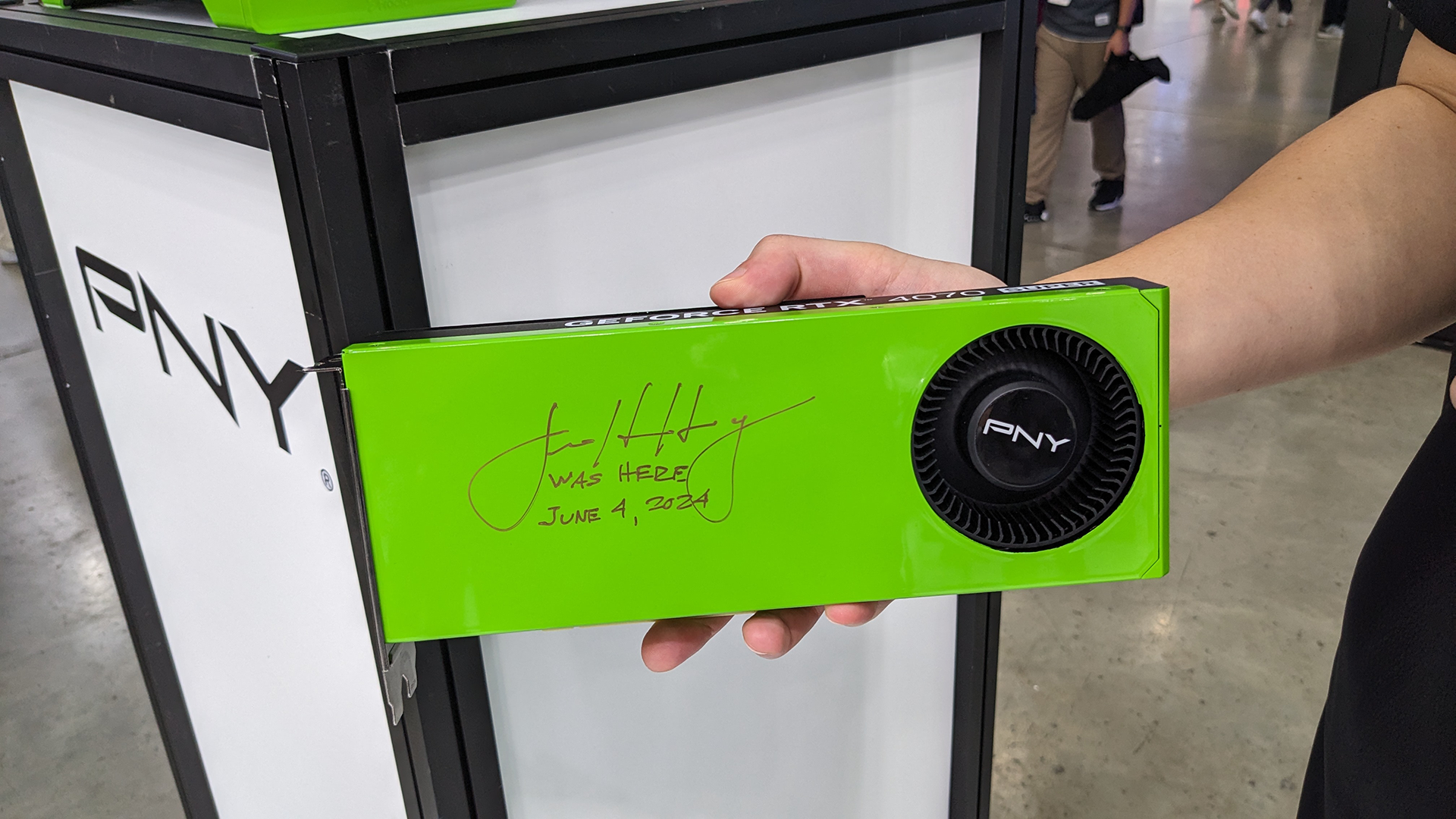 PNY RTX 4070 Super Blower-Style Card Signed by Jensen Huang
