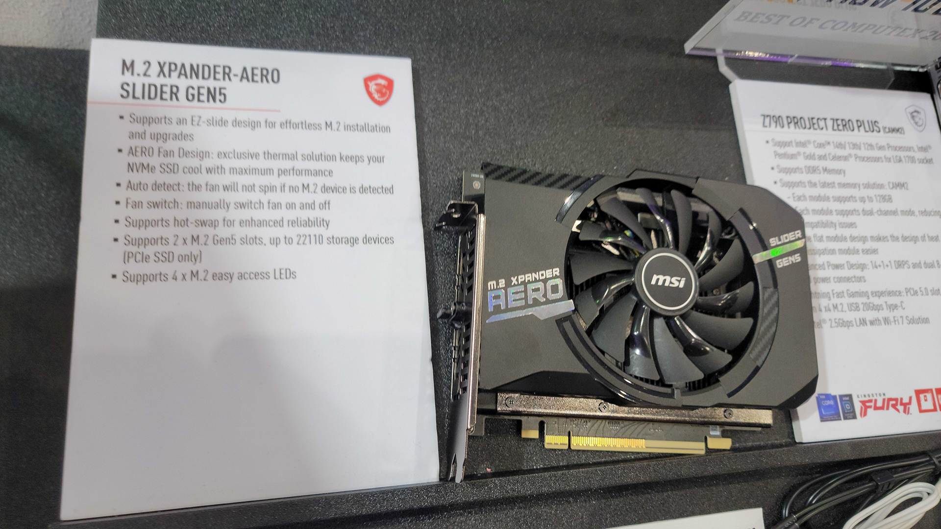 MSI M.2 Xpander-Aero Slider Gen 5 PCIe Card