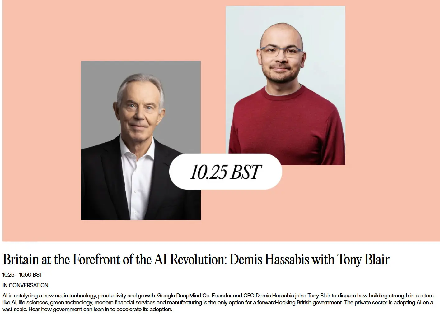 Demis Hassabis talks to Tony Blair
