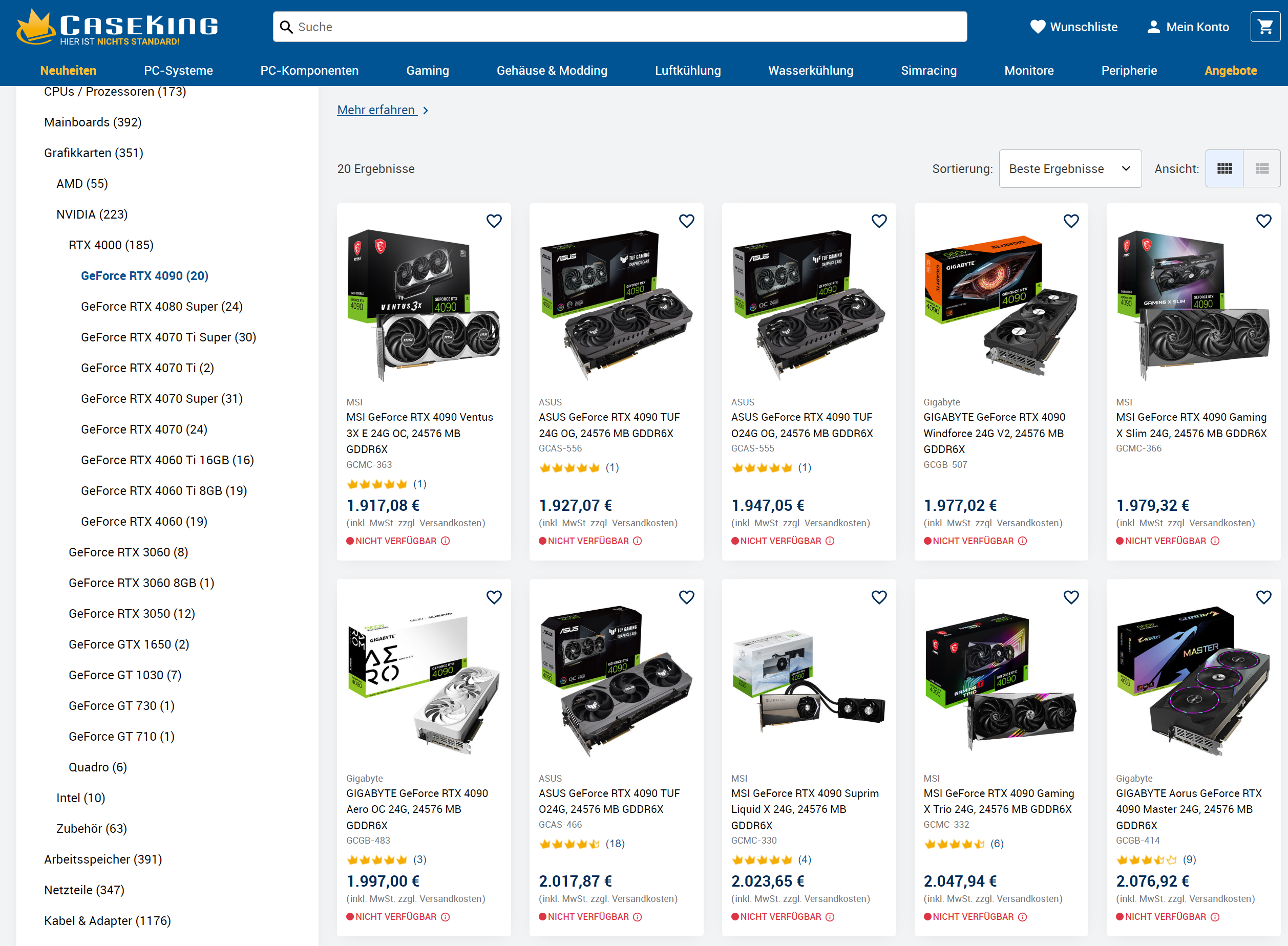 CaseKing RTX 4090 Listings