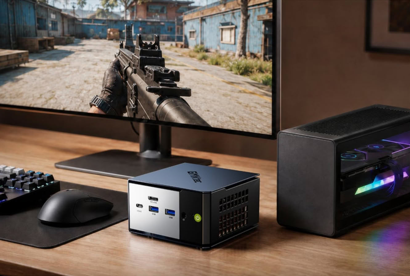 Mini PC GMKtec Evo-X1 Pro com processador AMD Ryzen AI 9 e porta OCuLink para GPU externa