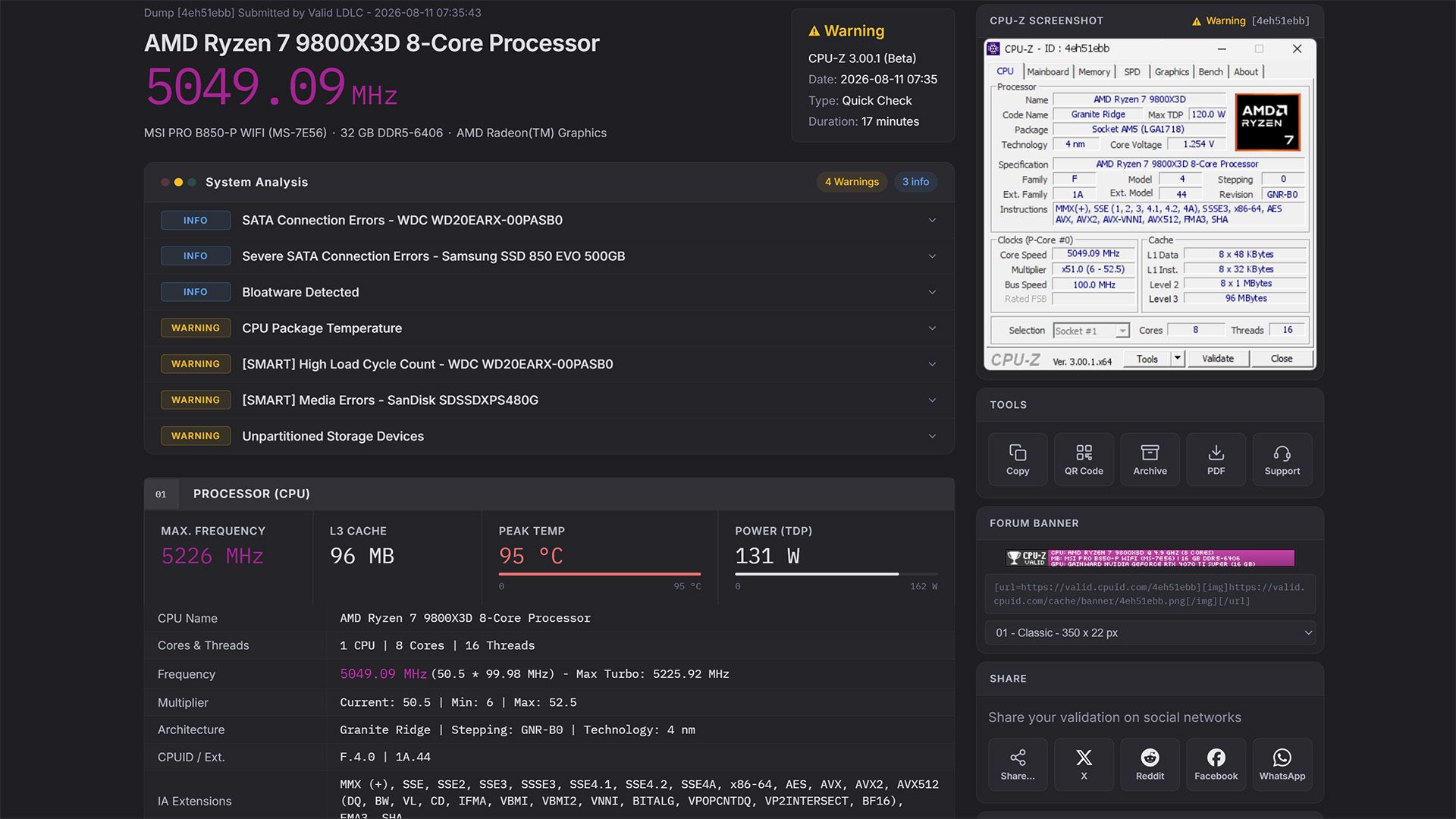 Interface do CPU-Z V3 com novo sistema de validacao e diagnostico de PC