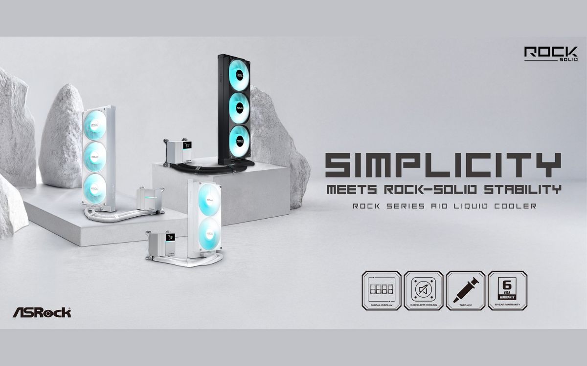 ASRock série Rock, water cooler AIO com radiador de 360 mm e bloco com tela LCD