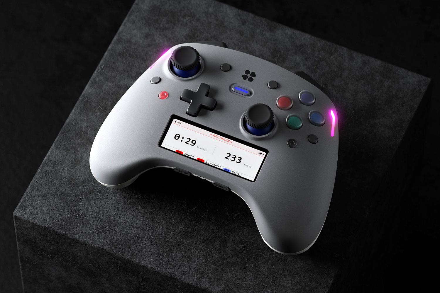 Controle Genki Manta com tela LCD de 2,9 polegadas e botoes personalizaveis