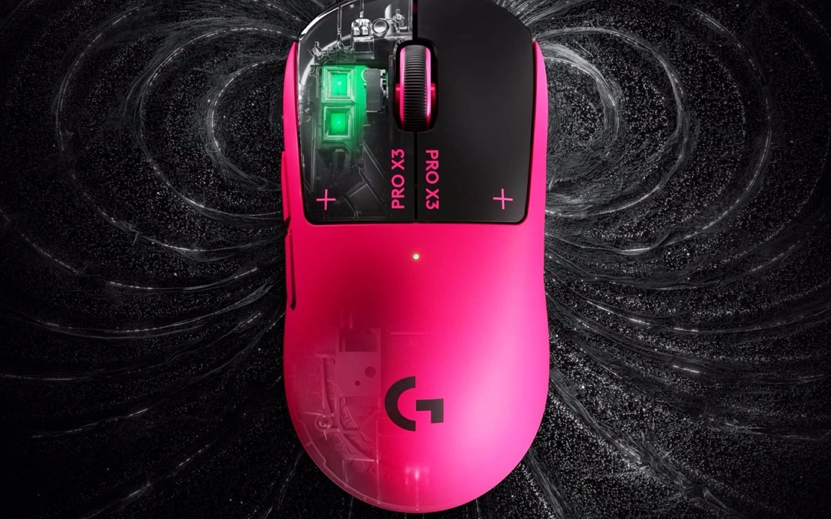 Mouse gamer Logitech G Pro X3 Superstrike nas cores Pink Eclipse e Midnight Black