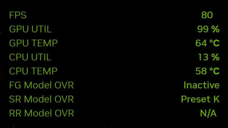 Overlay de estatísticas da NVIDIA exibindo temperatura da CPU