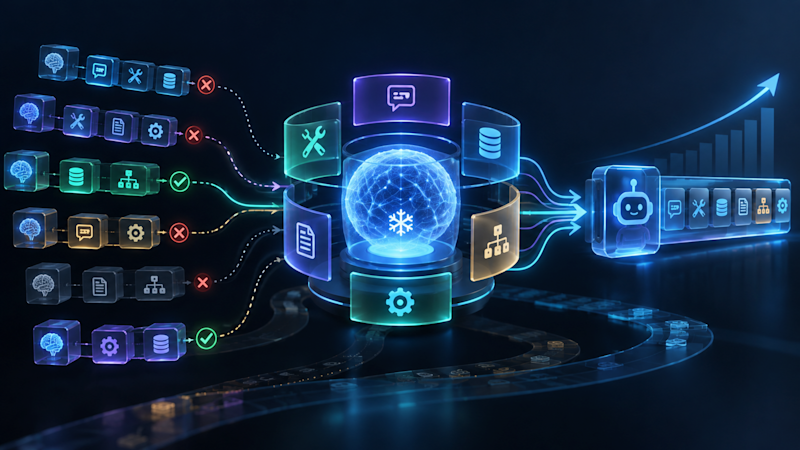 Diagrama de evolução do harness usado por agentes de IA no framework DarwinX da Salesforce