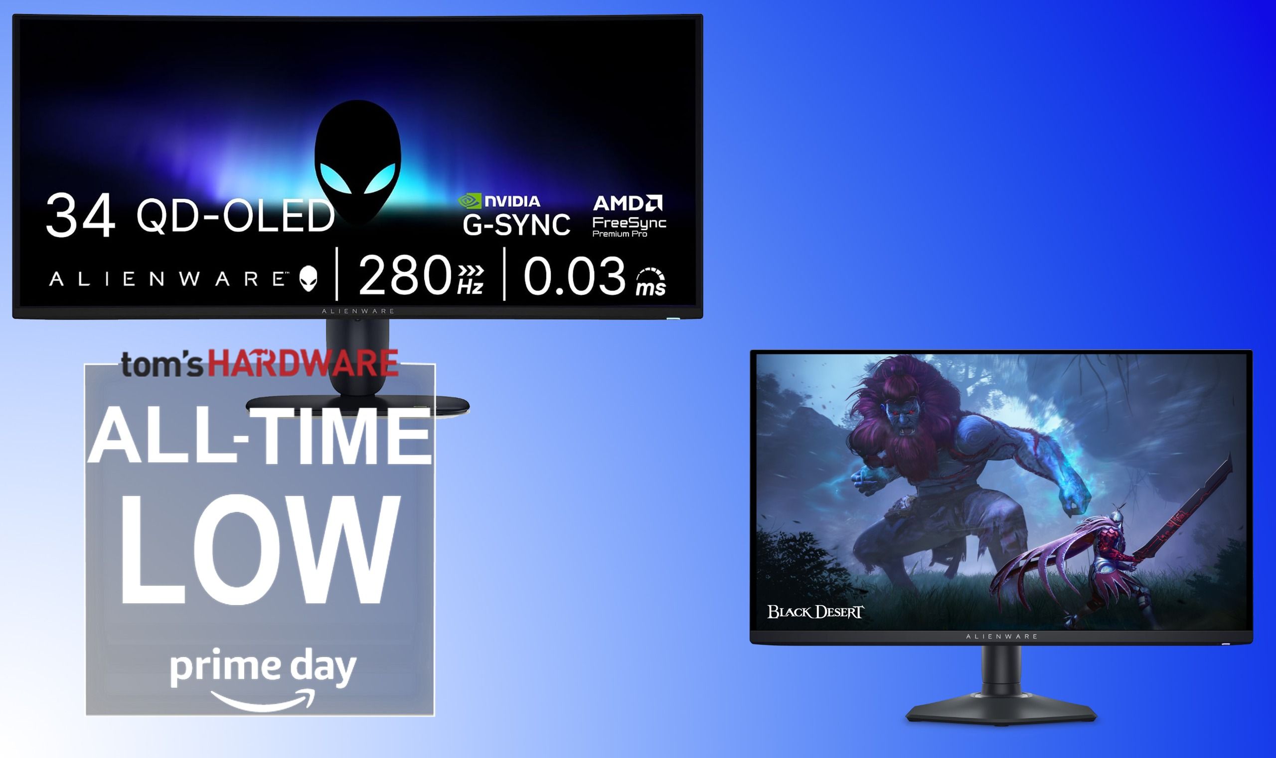 Monitores gamer Alienware QD-OLED AW3426DW e AW2725DF